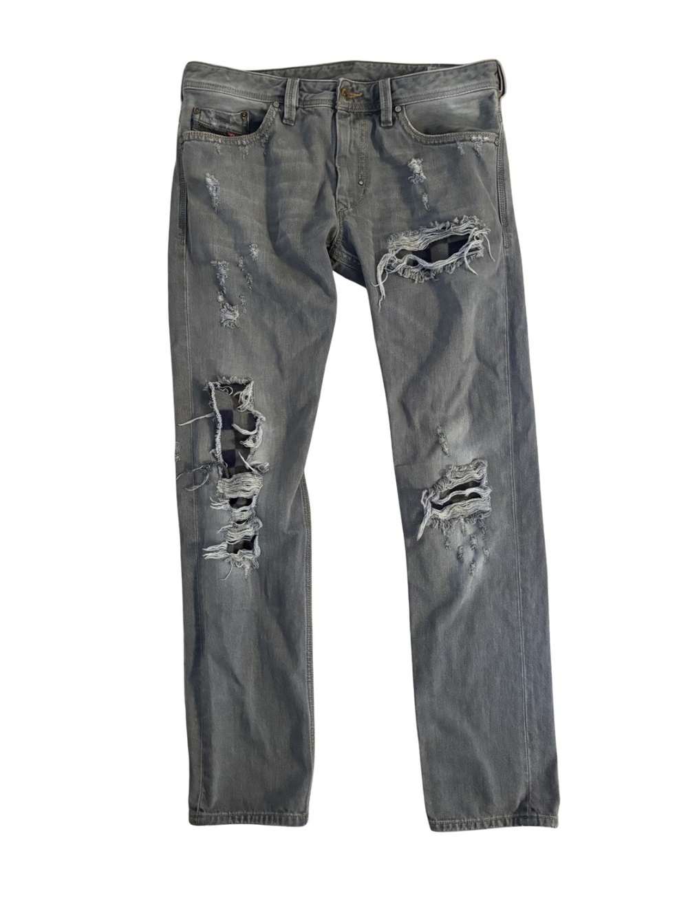 Diesel “Thanaz” Distressed Grey Ripped Jeans